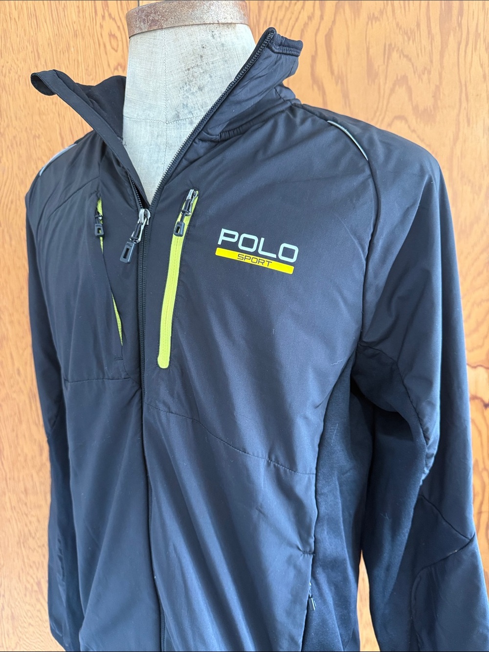 Polo by Ralph Lauren Men’s Size Larg Black Performance Jacket with Yellow Accent
